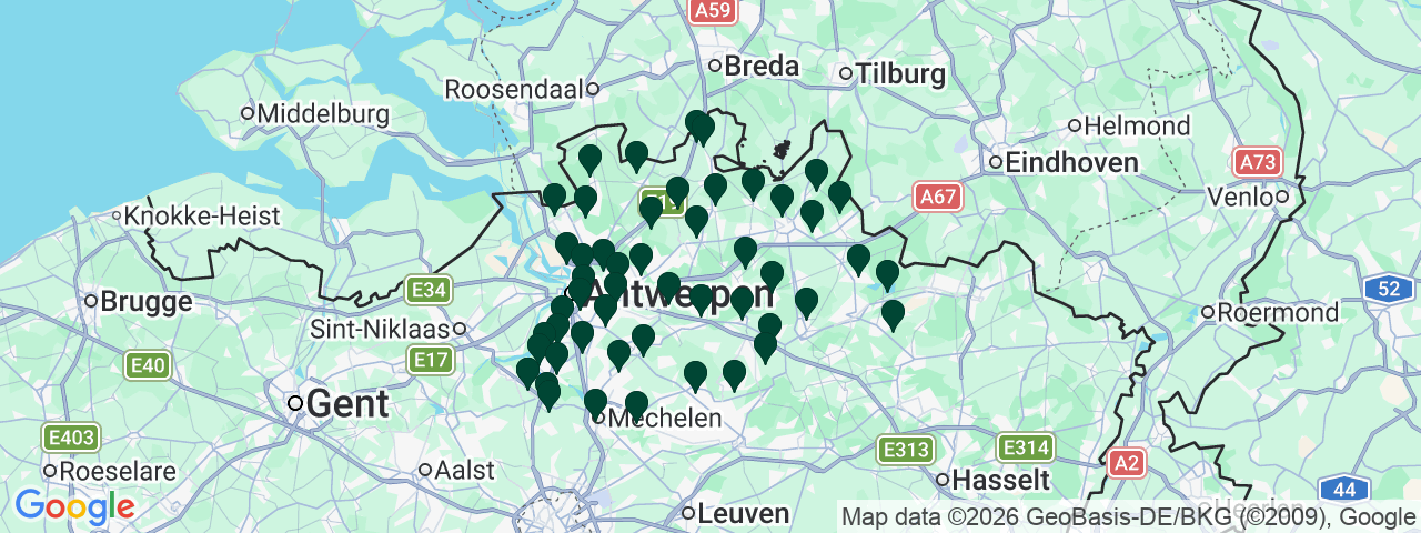 Map showing job vacancies in Antwerp