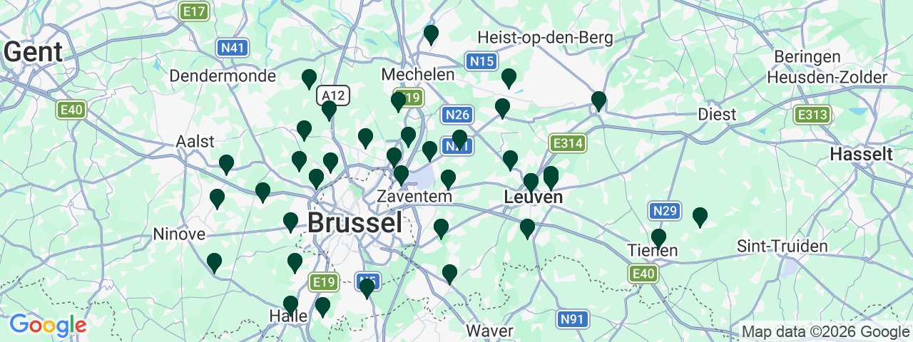 Carte des offres d'emploi dans le Brabant flamand