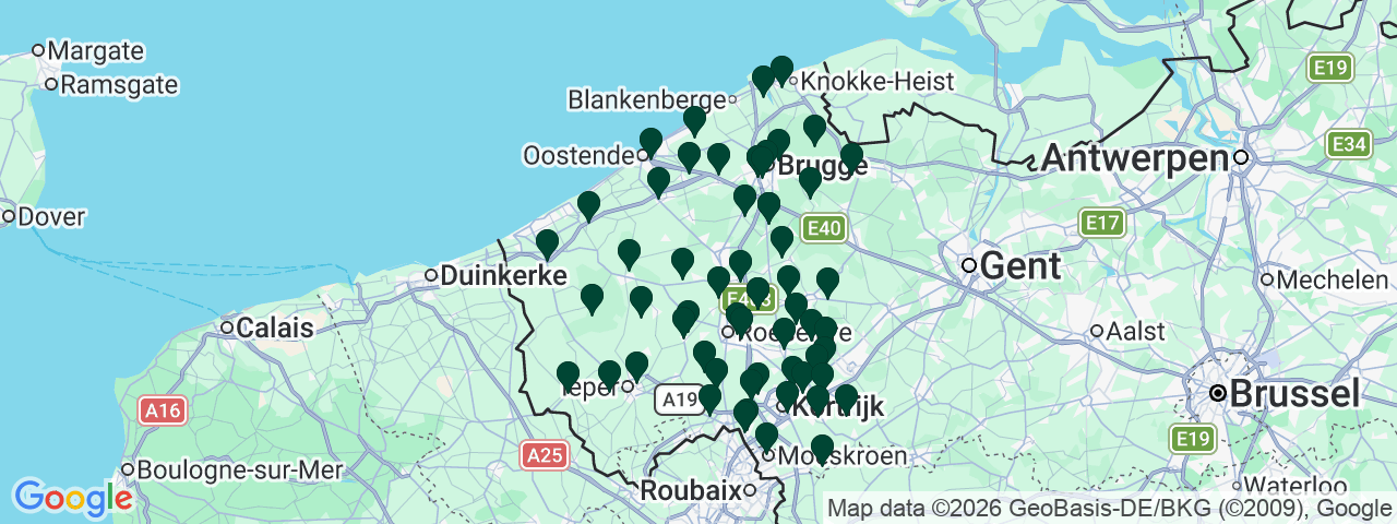 Carte des offres d'emploi en Flandre occidentale
