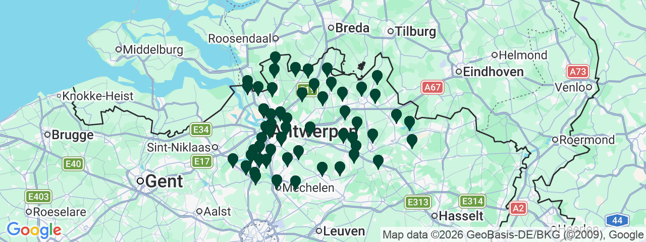 Map showing job vacancies in Antwerp