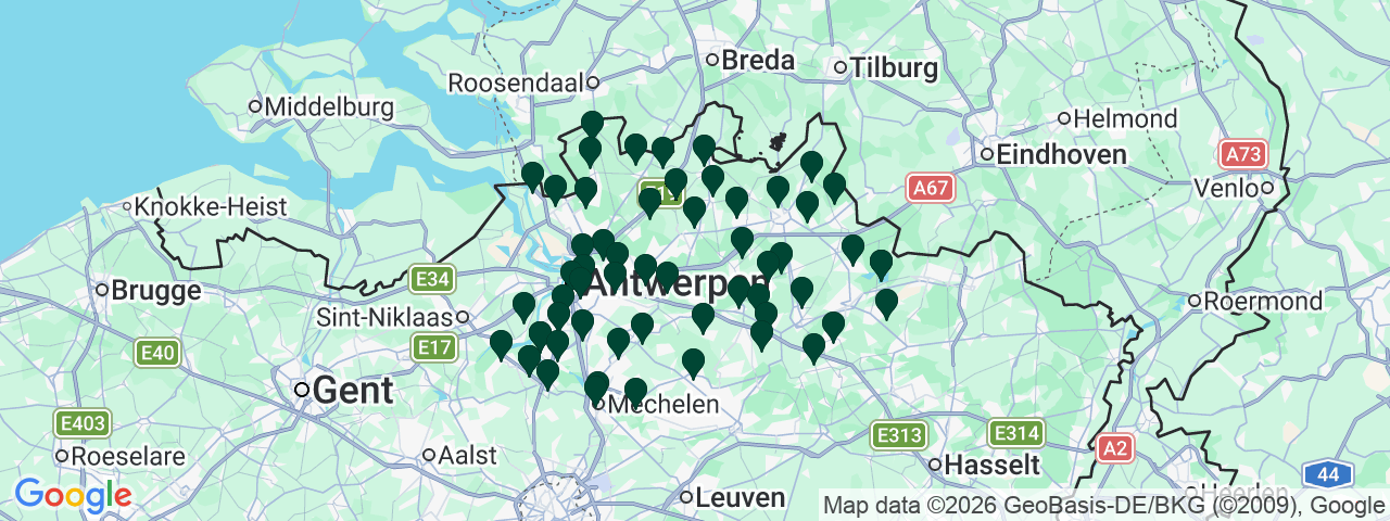 Map showing job vacancies in Antwerp