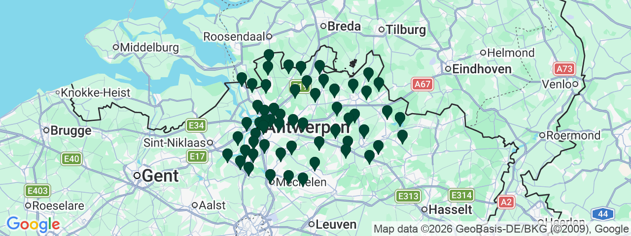 Carte des offres d'emploi à Anvers