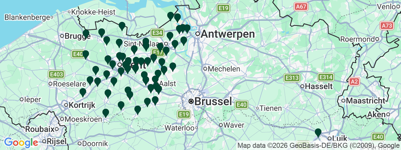 Carte des offres d'emploi en Flandre orientale